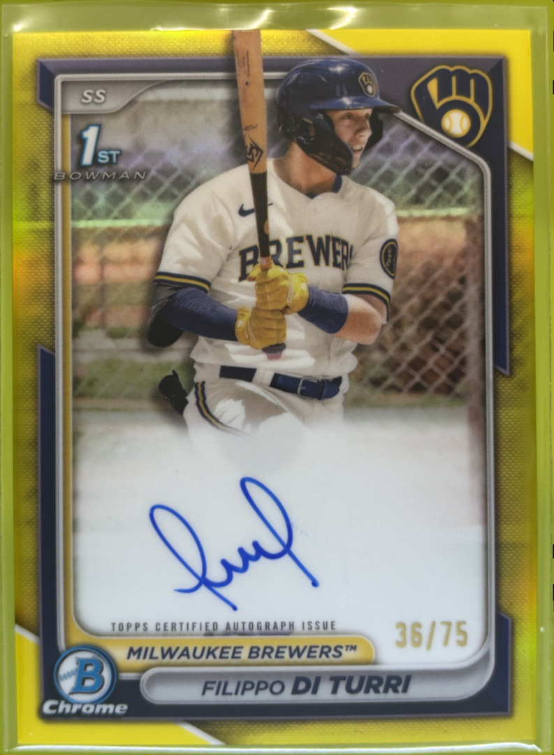 2024 Bowman Filippo Di Turi Chrome Prospect Autographs Yellow /75 #CPA-FDI 1st