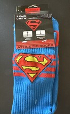 Superman Athletic Crew Socks 2-Pack shoe size 6 - 12 HYP Brand NWT DC Comics
