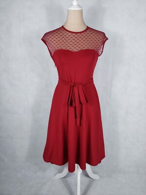 Kleid Zeagoo Gr. S 36 rot Spitze Herzen transparent elegant Party dress X-mas