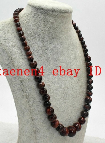 New 6-14mm Red Tiger's Eye Gemstone Round Beads Necklace 18'' AAA - Picture 2 of 12