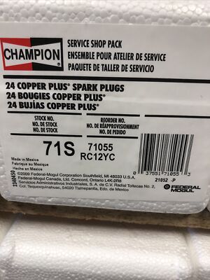 24 GENUINE CHAMPION SPARK PLUGS RC12YC 71S 491055 71055 COPPER PLUS SHOP PACK