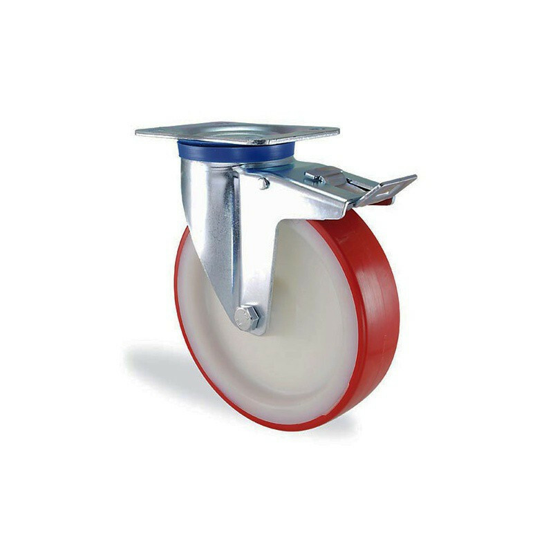 Roulette pivotante à frein 150mm en polyuréthane de haute résistance