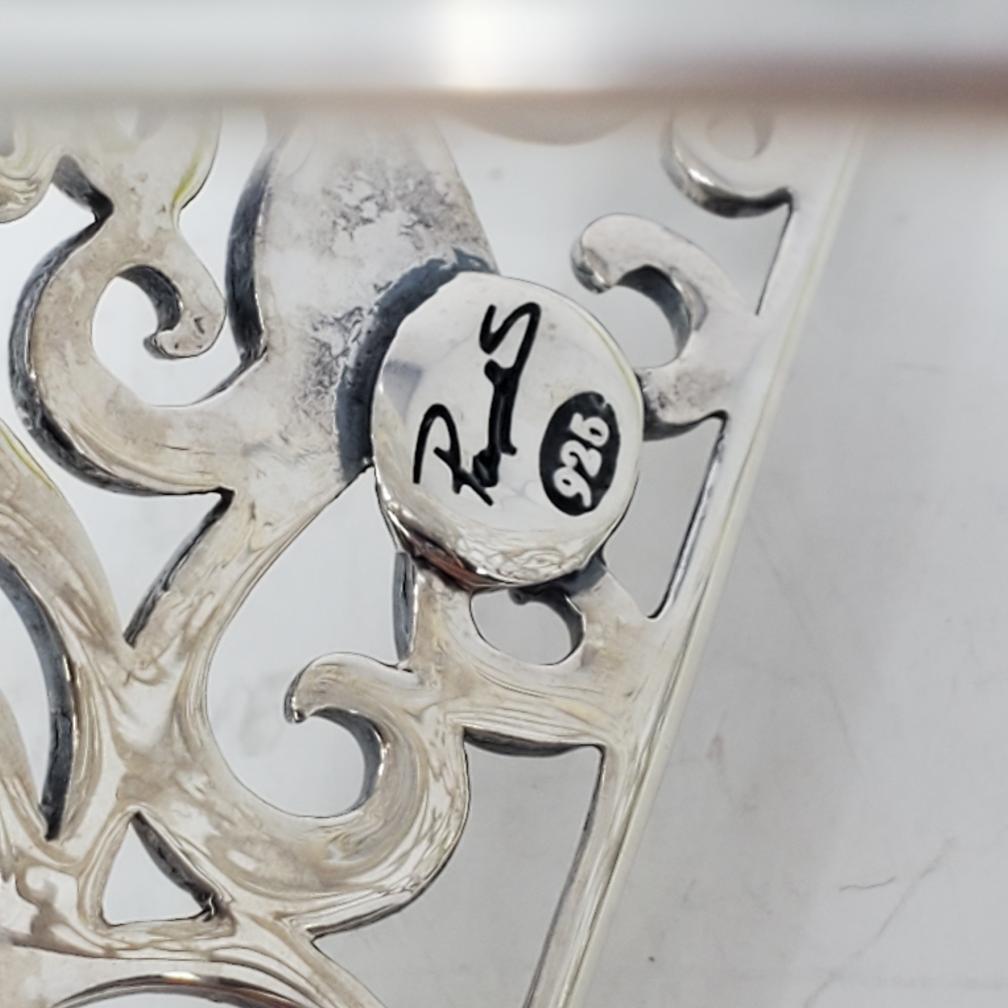 Wave Shaped Scroll Cuffed Silver Bracelet 925 Sil… - image 2