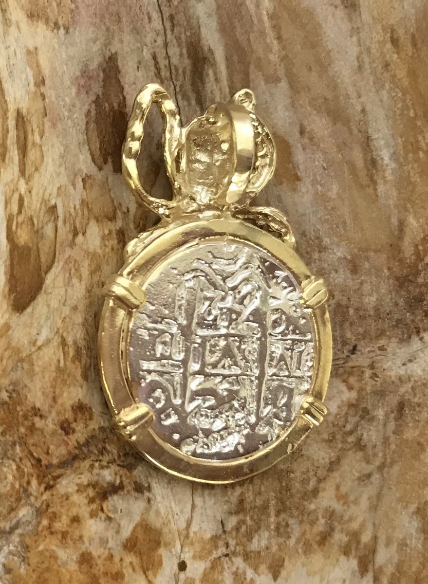 Atocha Coin Design Pendant 1600-1700 Octopus Sterling Sunken Treasure