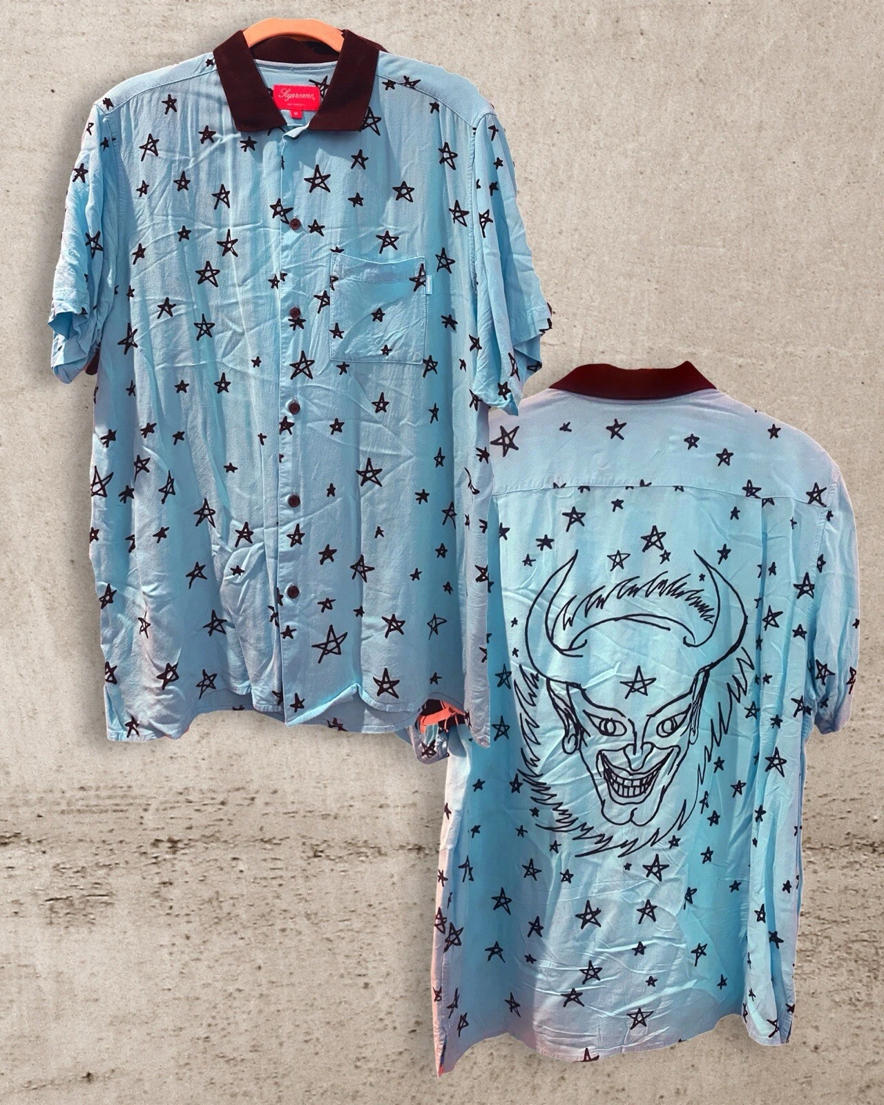 Chemise boutonnée devant Supreme Stars & Satan S/S en taille moyenne