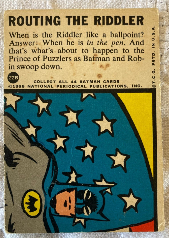 1966 Topps Batman Blue B Series Puzzle Back 22B Routing the Riddler | eBay