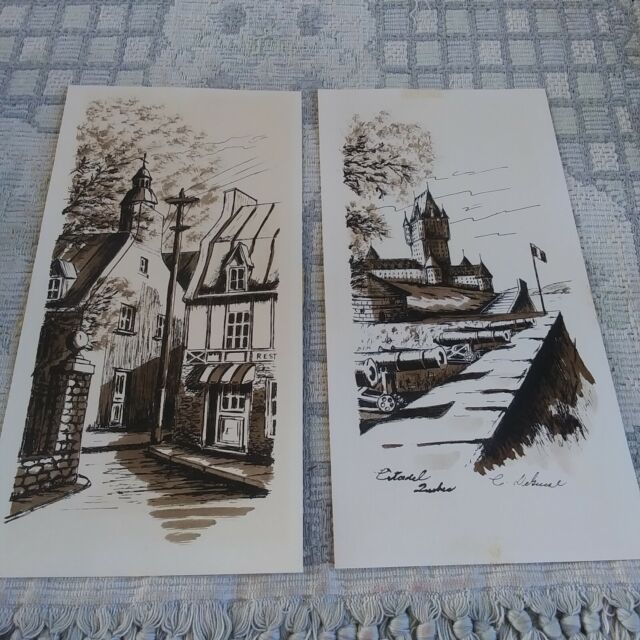 2 Antique Ink Drawings - Signed QZ6557 2 Antique Ink Drawings - Signed QZ6557