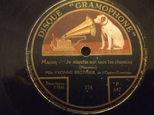 Yvonne Brothier - Manon - Je Marche Sur Tous Les Chemins / La Filled Du Regiment
