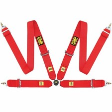 FIA OMP SALOON 4-POINTS RED / BLACK SEATBELT Harness Belts Race Racing Rally