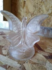 FENTON FROSTED CLEAR - DETAILED BUTTERFLY ON BRANCH FIGURINE/ RING HOLDER