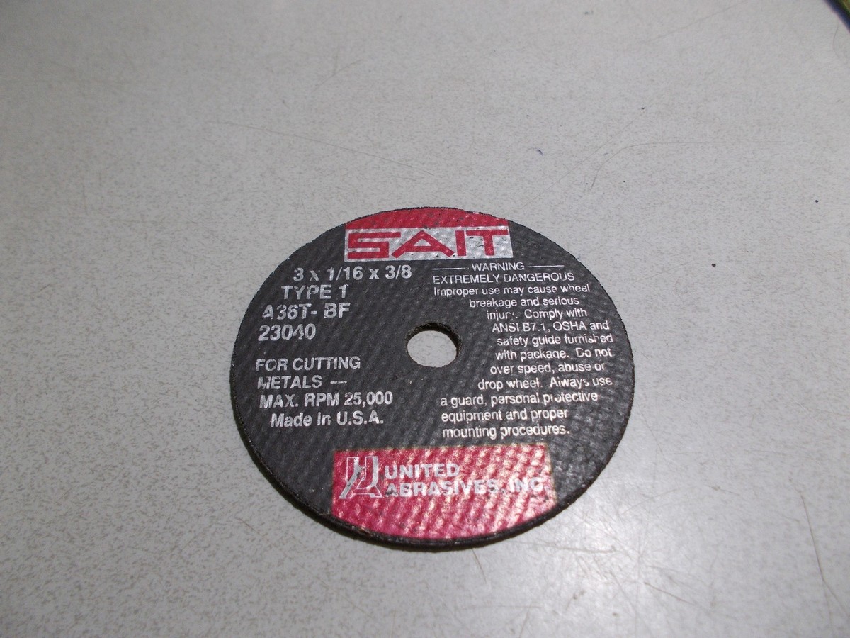 NEW Sait 3X 1/16x3/8 Type 1 A36T-BF 23040 Cut Off Wheel *FREE