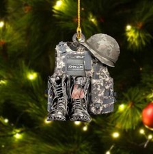 Personalized Military Christmas Ornament, Custom Military Uniform Boots  Hat 2
