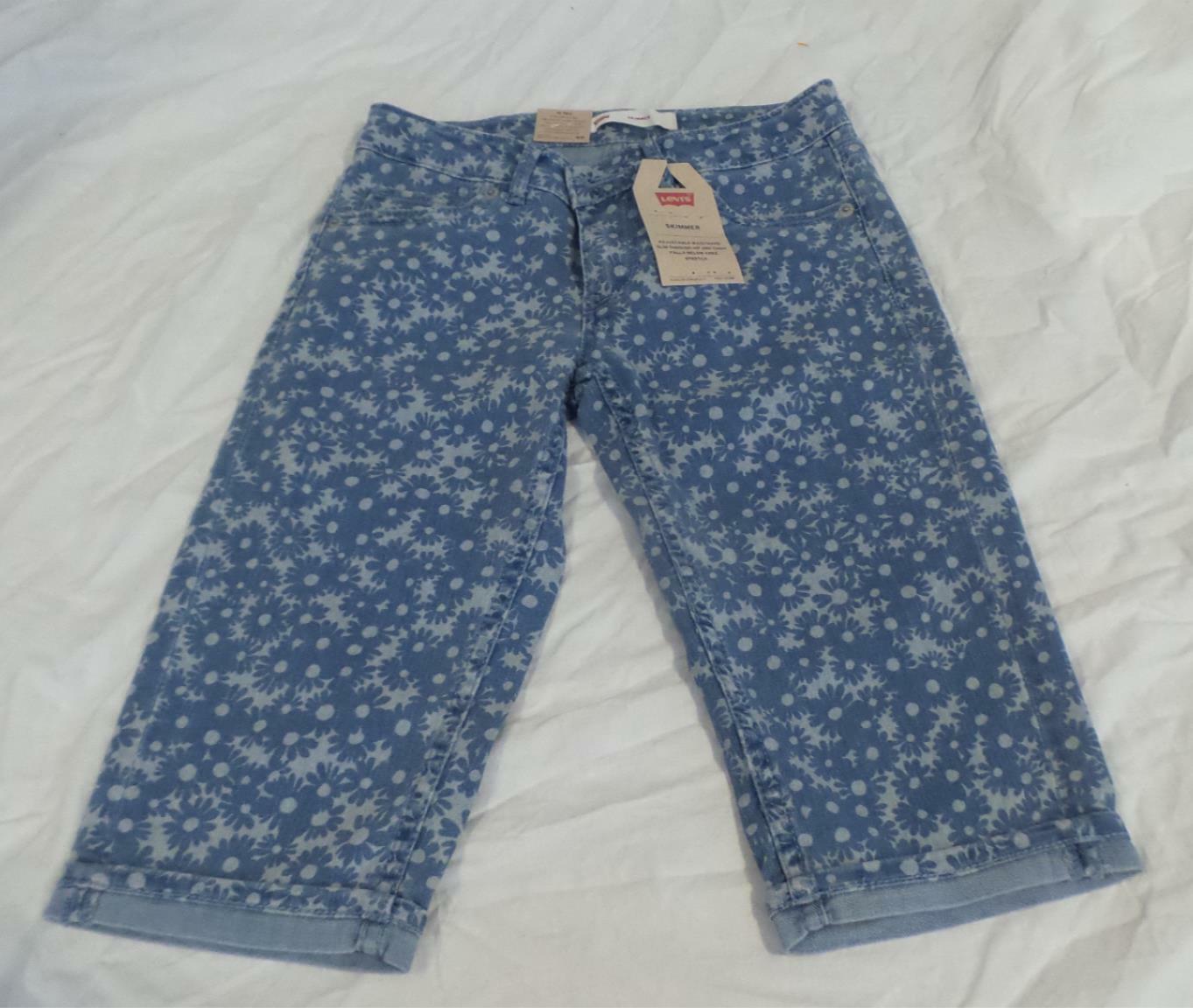 Levi's Girls Skimmer Shorts 12 Regular Blue Flowers New with Tag