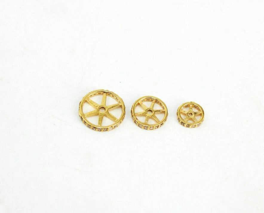 14k Solide Hell Gold Diamant Einzelne Linie Rondell Perlen 4mm, 6mm, 8mm, 10mm, - Bild 2 von 4