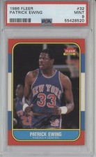 PATRICK EWING 1986-87 FLEER ROOKIE RC #32 PSA 9 MINT NEW YORK KNICKS