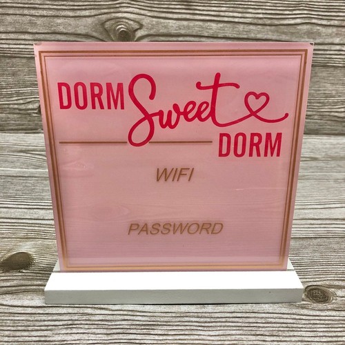 College dorm "dorm sweet dorm" wifi password info sign decor cute girly pink - Picture 5 of 6
