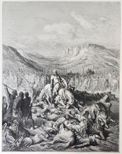 Death Of De Maille Dore Antique 1855 Engraving History Of Crusades Book Plate