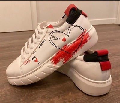MACA Kitzbühel Damen Leder Sneaker Gr 39 Turnschuhe Schuhe mit Print