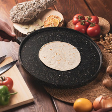 Sartén Comal Antiadherente de Hierro Fundido para Cocina Tortillas, Dosa, Panqueques y Roti