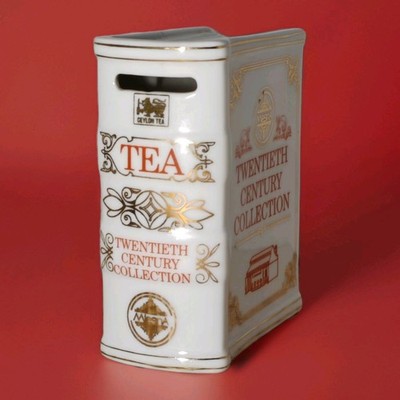 Tea  Ceramic Money Box Savings Mlesna Sri Lanka Ceylon Porcelain 8x10x4cm Rare