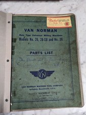 Van Norman Service Parts List Book Catalog Manual 26 Su 36 Milling Machine Shop Van Norman Service Parts List Book Catalog Manual 26 Su 36 Milling Machine Shop