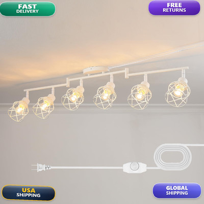 Vivihobb Dimmable 6 Light Plug In Ceiling Lightwhite Plug In Track Lighting Kit