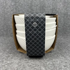 Eaton Fine Dining Embossed Bowls White Cereal Soup Stripe 6in Set of 4