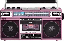 J-220BT Pink Boombox MP3 Conversion from Radio to Cassette with 4-Band AM, FM...