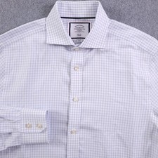 Charles Tyrwhitt Dress Shirt Mens 15.5 35 Slim Fit Non Iron White Blue Check