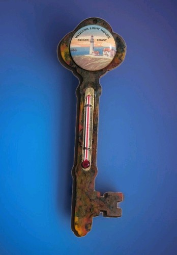 Vintage Werbung Souvenir Thermometer Oregon Coast/ Schlüssel/Bakelit 5,75 Zoll