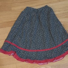 Vintage 70s Traci Lynn California Prairie Skirt Girls 10 Calico Floral Ruffle US