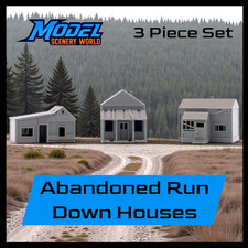 3pc Abandoned Houses Run Down Building Set - Z Scale 1:220 Trackside Shanty