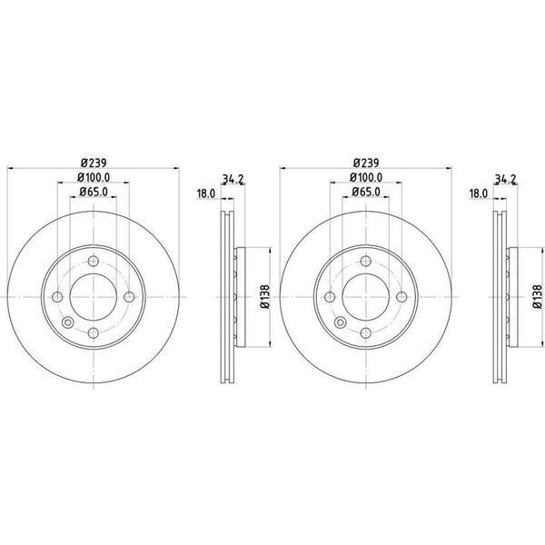 2X Hella Pagid Bremsscheiben Ø239Mm Vorne Passend FüR Seat Arosa Vw Lupo Polo 53-image