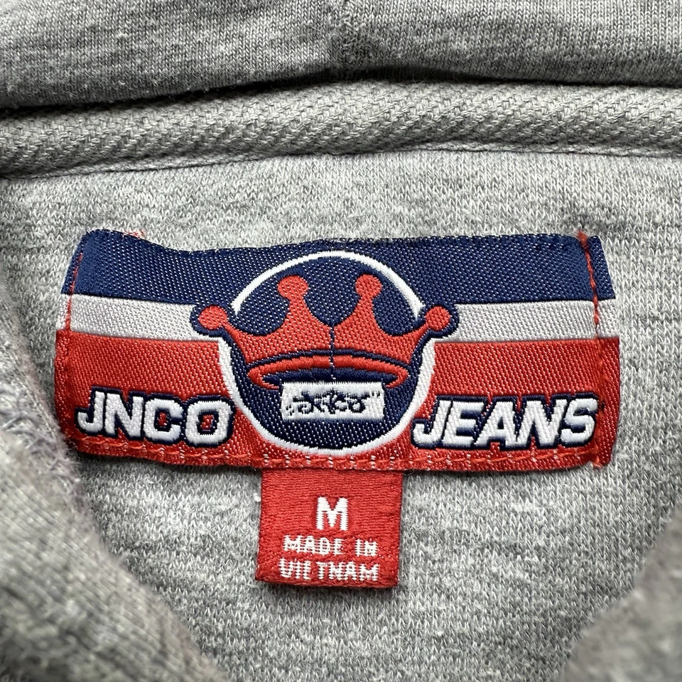 Sudadera con Capucha Gris Bordada Jeans Y2K JNCO De Colección Patín Talla M Foto 3 de 4