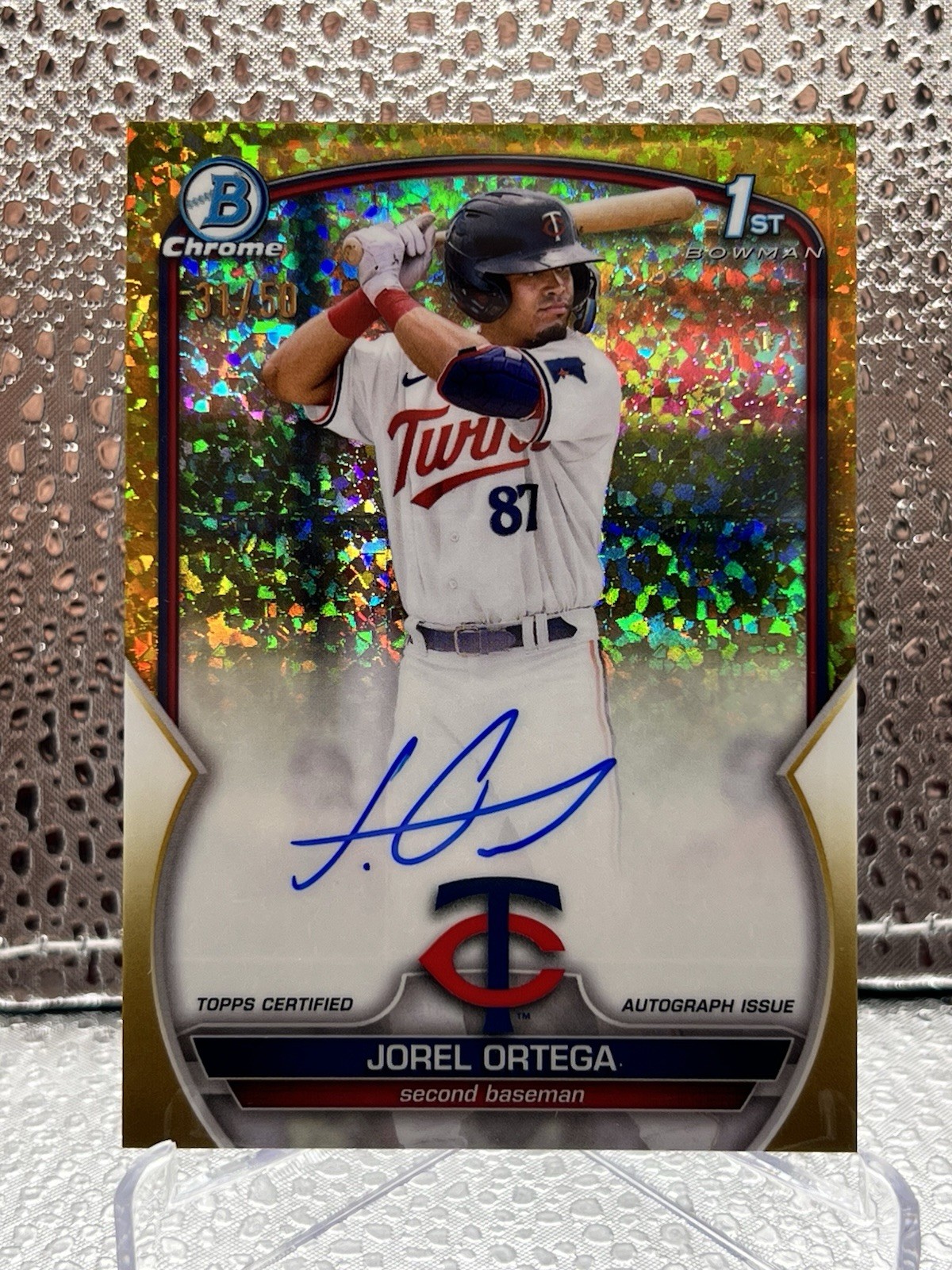 Jorel Ortega 2023 Bowman Chrome Auto Gold Mini Diamond Refractor /50 #CPA-JORT