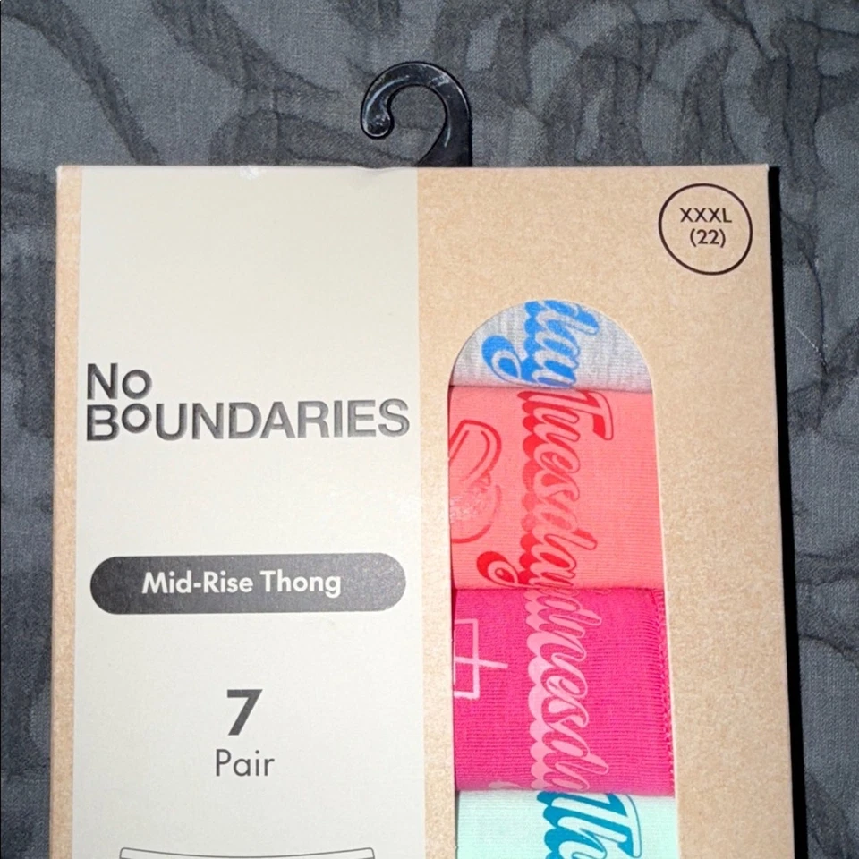 No Boundaries Mujer Talla Grande XXXL (22) Tanga Mediano 7 Días de la Semana Nuevo Con Etiquetas Foto 3 de 4