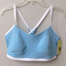 All In Motion Everyday Soft Light Support Sports Bra Womens XL Blue White NWT