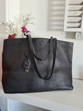 Whistles Leather Tote Shoulder Bag Black Shopper Handbag Large