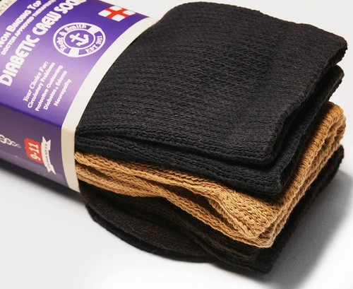 6 Pairs of Yacht & Smith Mens Diabetic Neuropathy Edema Socks,Cotton Crew, Socks - 第 5/6 張圖片