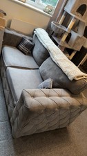 Grey Fabric 2 Seater Chesterfield for Sale Good Condition