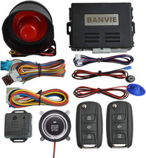 Car Alarm System with Remote Start Kit  Push to Engine Start Stop Button