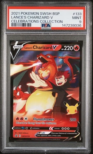 2021 POKEMON SWSH PROMO CELEBRATIONS COLLECTION LANCE'S CHARIZARD V PSA 9