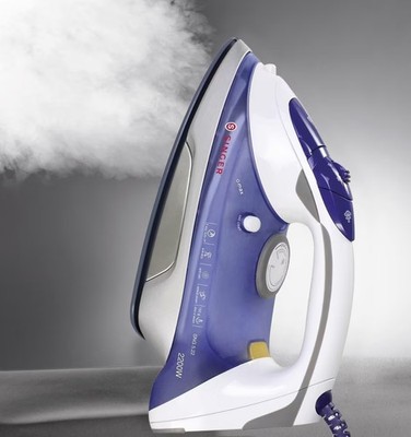 Singer Bügeleisen Blau-Weiß 2200 W Dampfstoß Anti-Kalk DAMPF Keramik Sohle