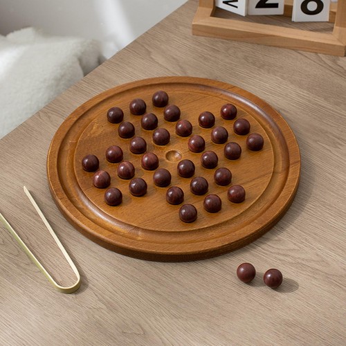 Wooden Solitaire Board Game, Marble Chess Mind Game, Europe Board Game Single - Picture 5 of 7