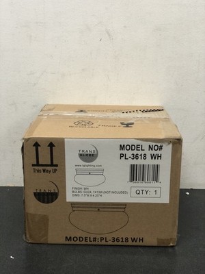 Trans Globe PL-3618 WH 8'' White Flush Mount Ceiling Light Fixture