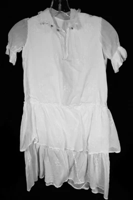 Vintage Französisch 1930's Weiße Baumwolle Mädchen Kleid Größe 6-8 Jahre EXC - Bild 1 von 2