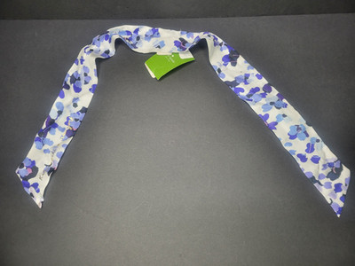 Kate Spade Silk Neck Tie Scarf Floral Hydrangea White Blue  **SEE DETAILS**
