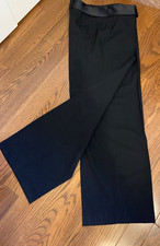 Hugo Boss Women's Pants Size 12 Wide Leg Black 100 Wool Lightweight low rise