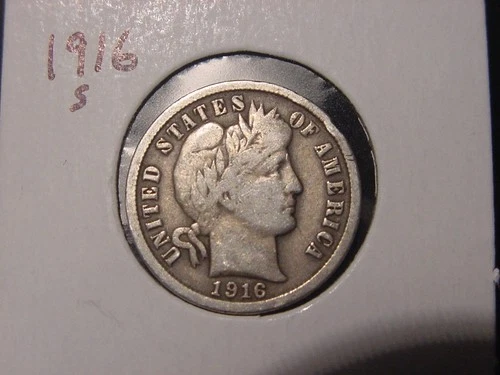 1916-S BARBER DIME ORIGINAL COIN POPULAR DATE PQ SHIPS FREE