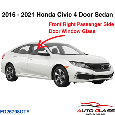 Fits 16-21 Honda Civic 19-22 Insight 4Dr Sedan Passenger Right Front Door Glass